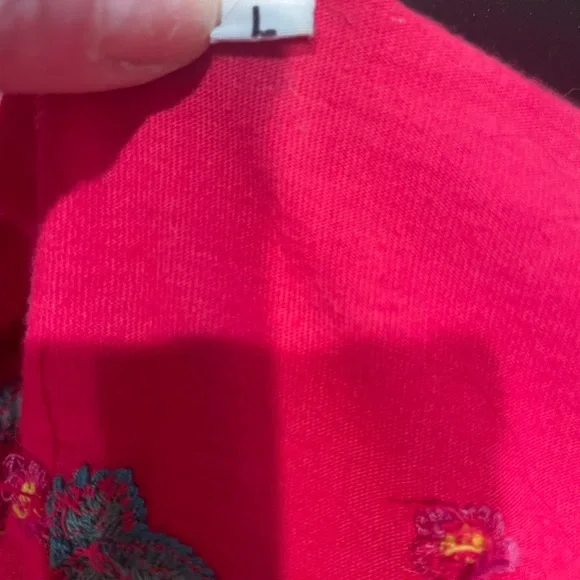 Johnny Was Red Embellished Long Sleeve Blouse - Picture 3 of 5